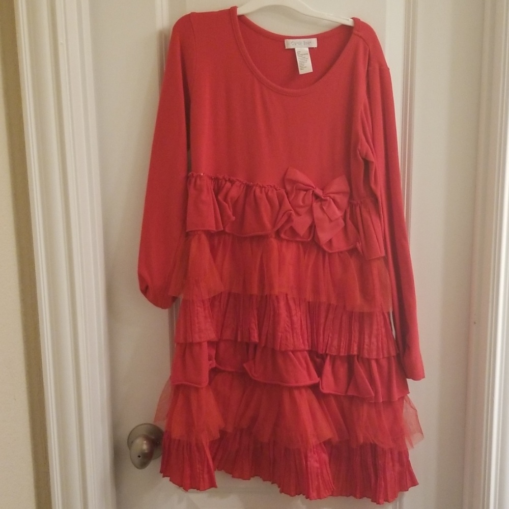 Girl's multifabric ruffled dress
